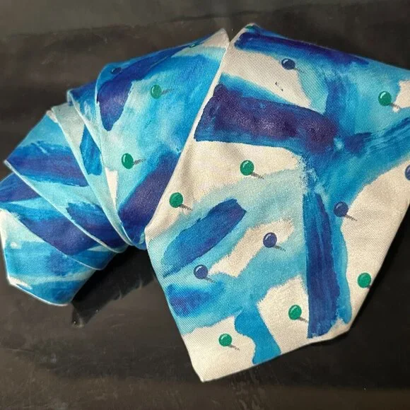 Montana Gray Blue Tie Mens Necktie Hand painted Abstract Art Neckwear Menswear - Picture 5 of 5